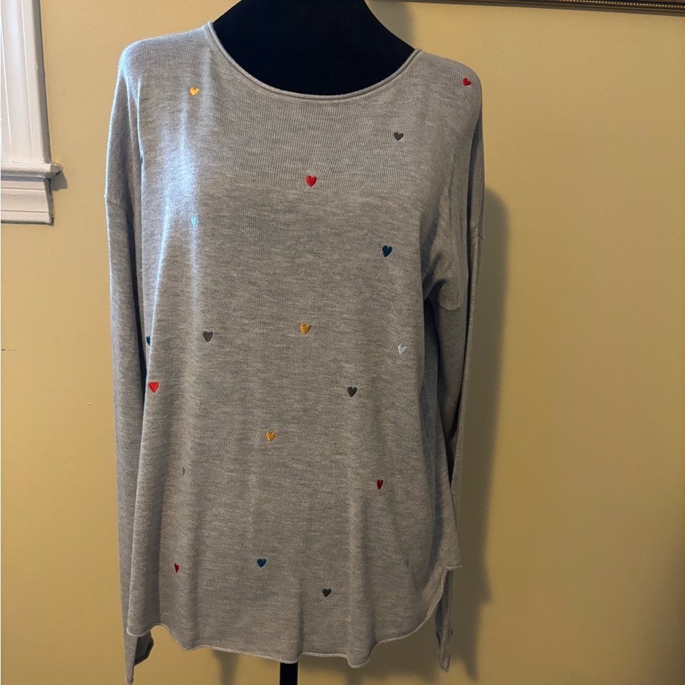 Gray Sweater with Hearts
